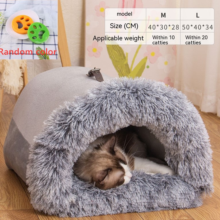Portable Pet Nest – Warm Dog & Cat Bed for Autumn & Winter