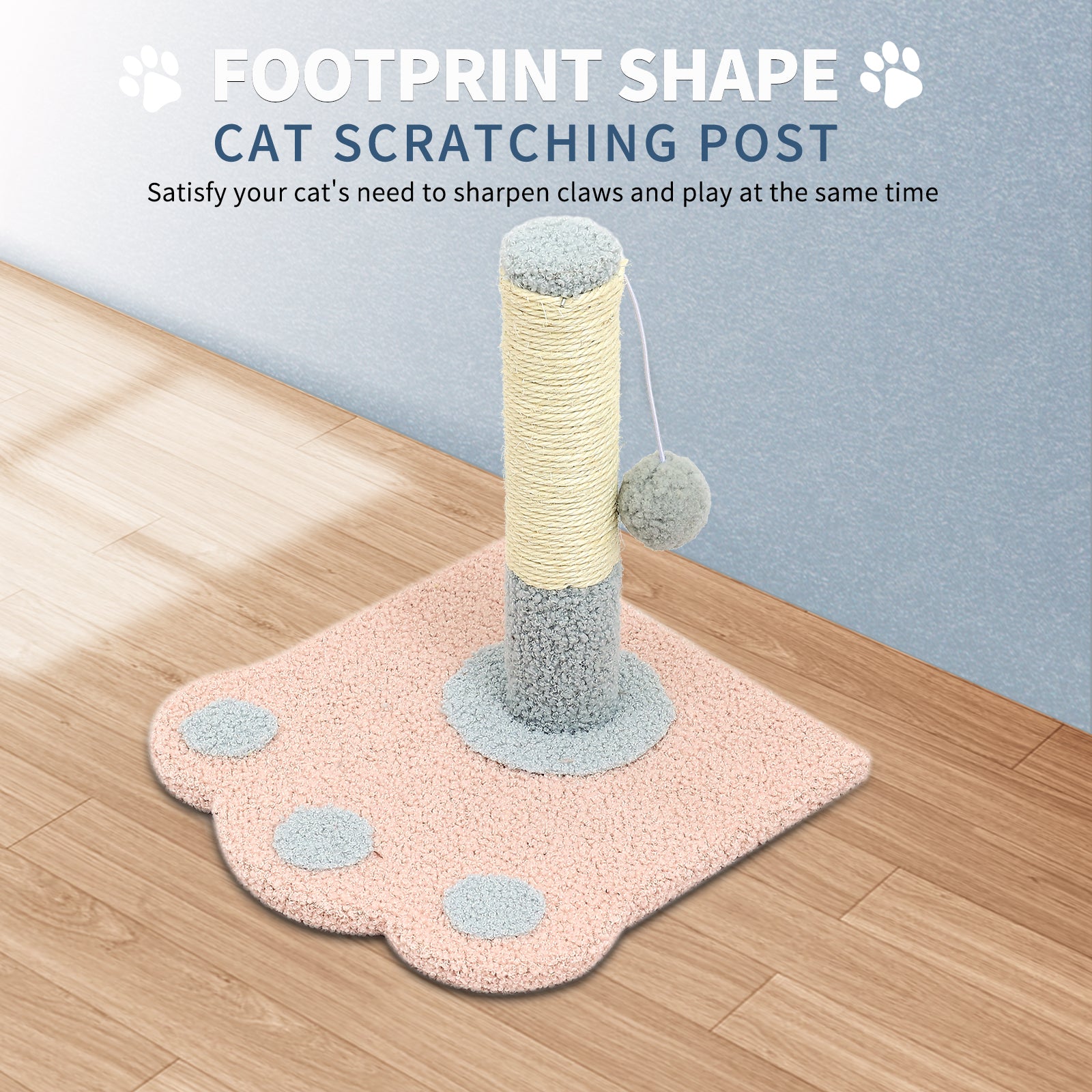 Cute Paw Cat Scratching Post – Dual Function Claw Grinder & Play Toy