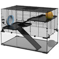 Hamster Cage with Glass Base – Black