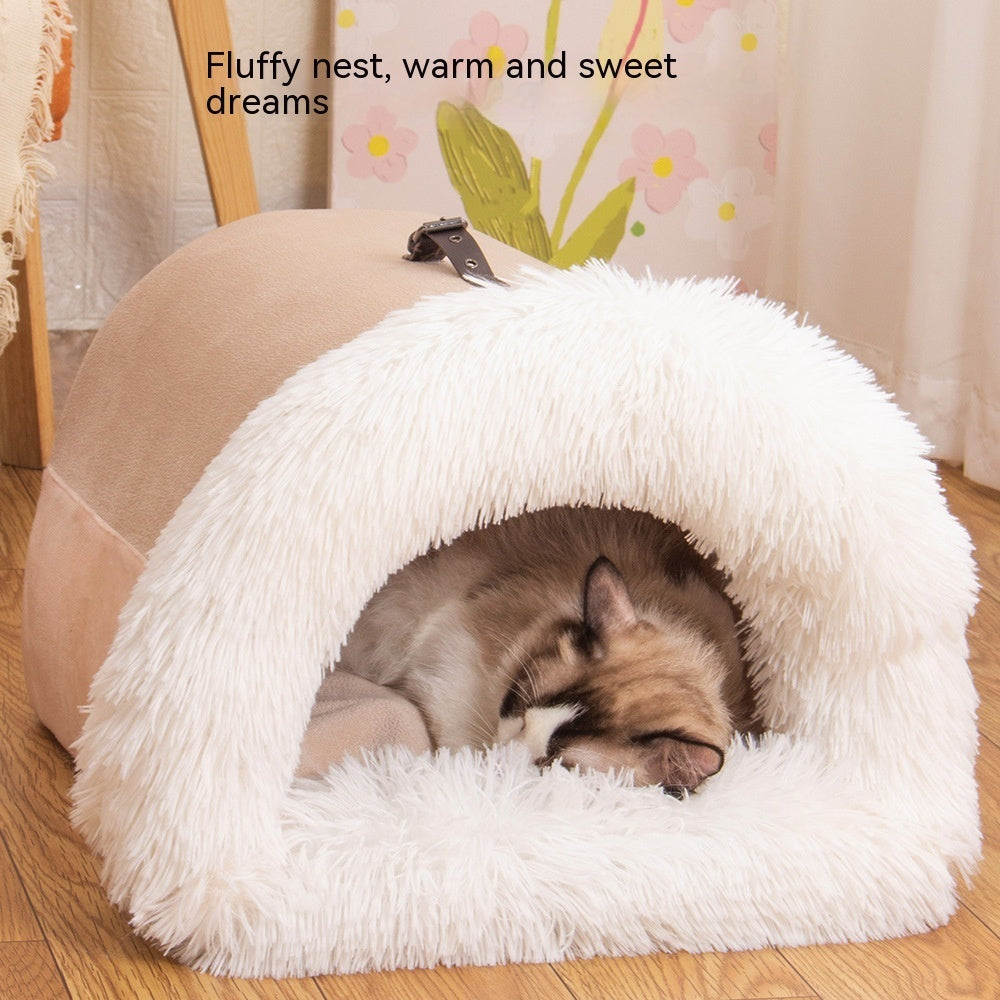 Portable Pet Nest – Warm Dog & Cat Bed for Autumn & Winter