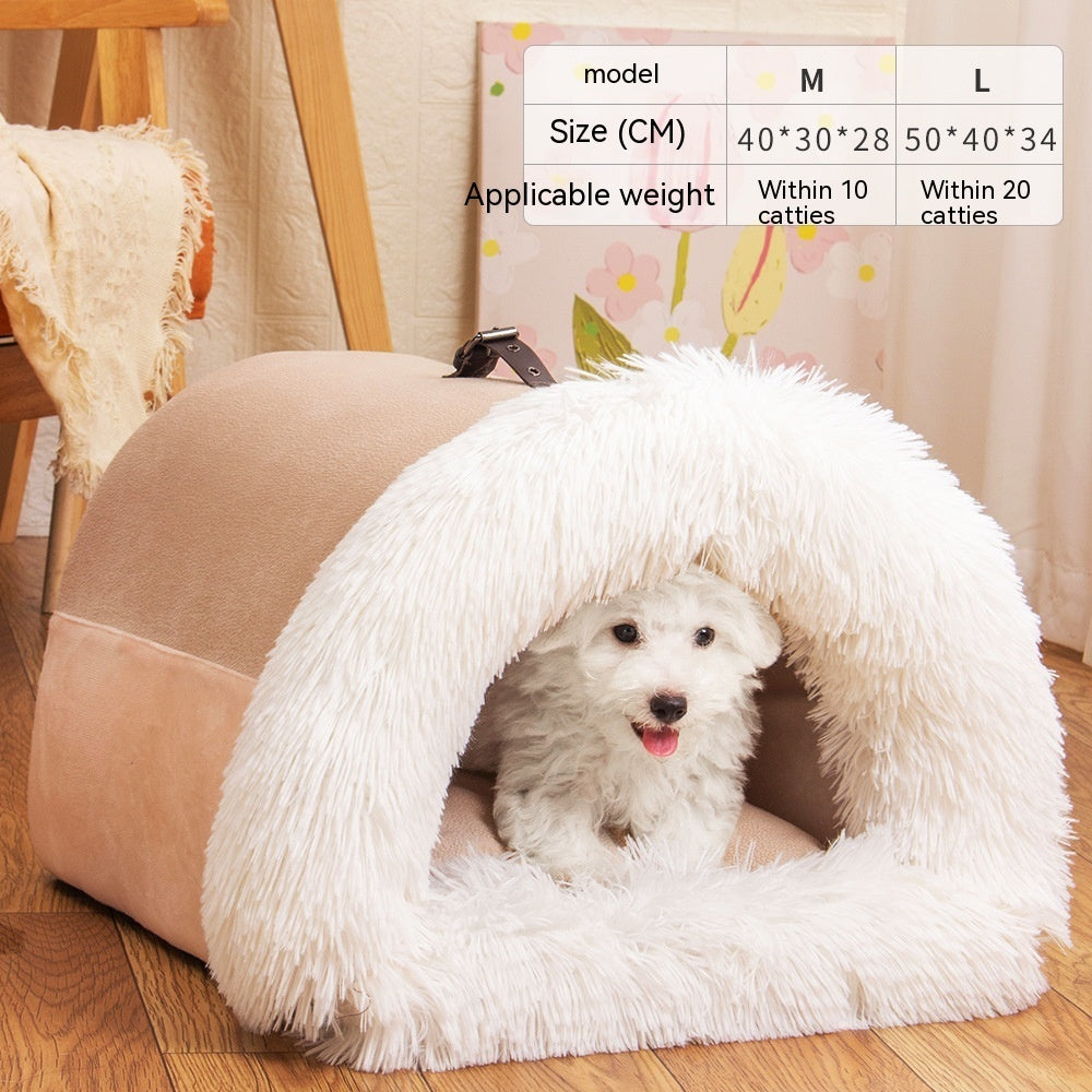 Portable Pet Nest – Warm Dog & Cat Bed for Autumn & Winter