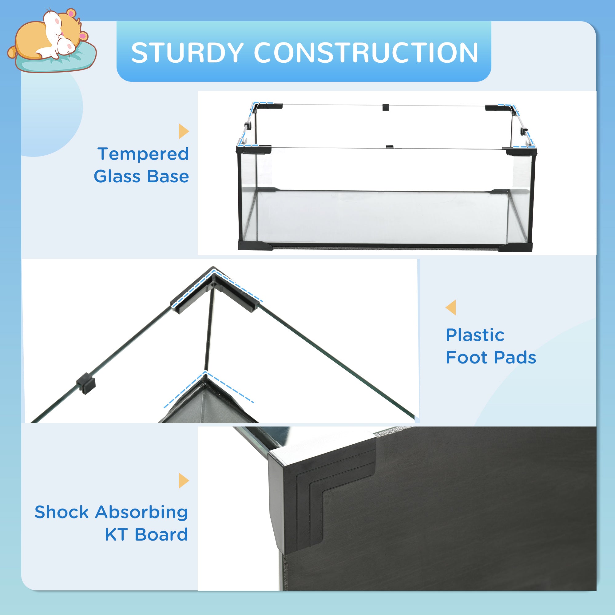 Hamster Cage with Glass Base – Black