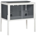 PawHut Wooden Hamster Cage with Shelves & Huts – Grey
