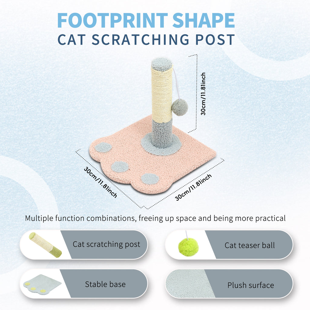 Cute Paw Cat Scratching Post – Dual Function Claw Grinder & Play Toy