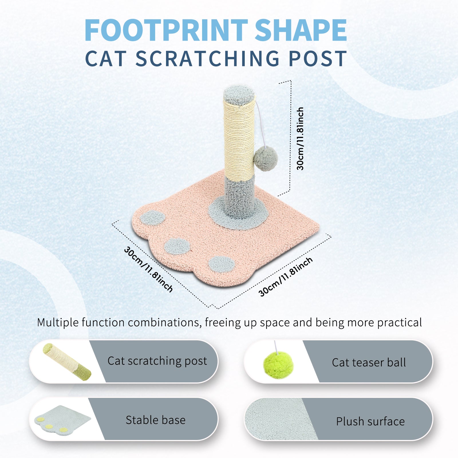 Cute Paw Cat Scratching Post – Dual Function Claw Grinder & Play Toy