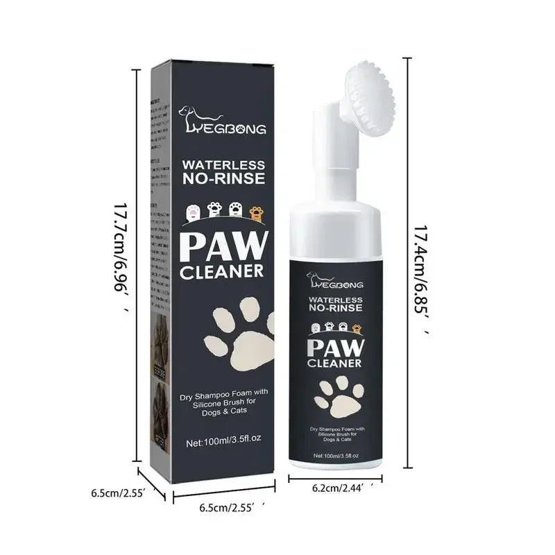 100ml Waterless Paw Cleaner Foam – Dog & Cat with Brush