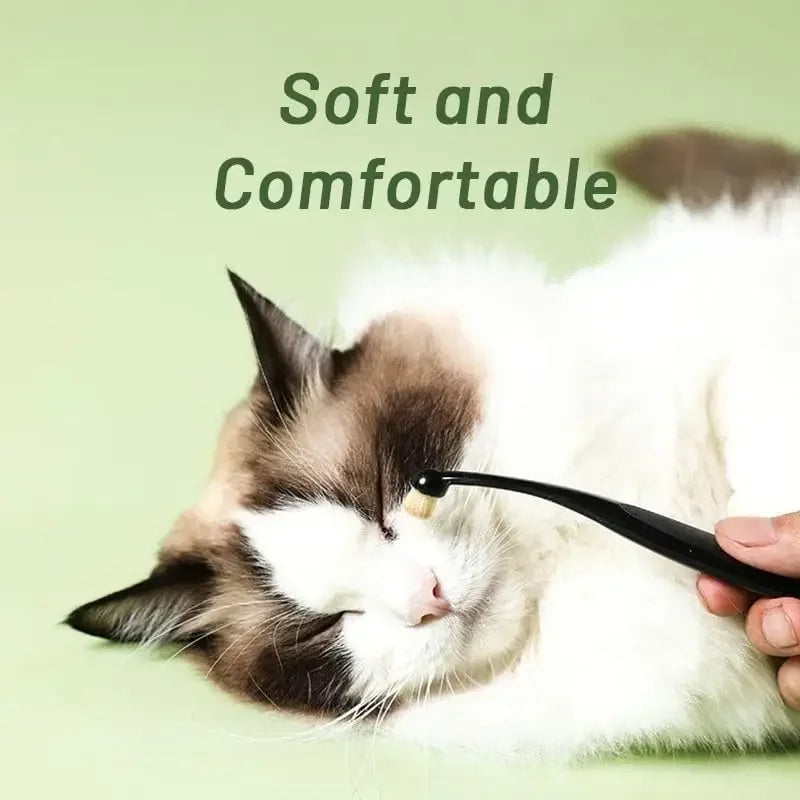 Dog & Cat Tear Stain Remover Brush – Soft Bristle Eye Cleaner with Powder Applicator