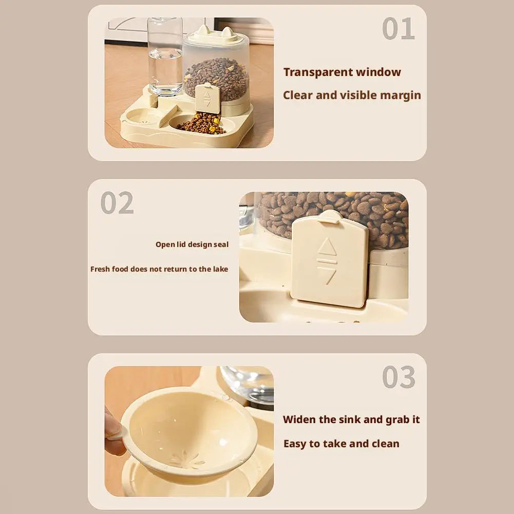 Automatic Pet Bowl for Cats – 2-in-1 Feeder & Water Dispenser, Non-Slip Design for Cats & Small Dogs