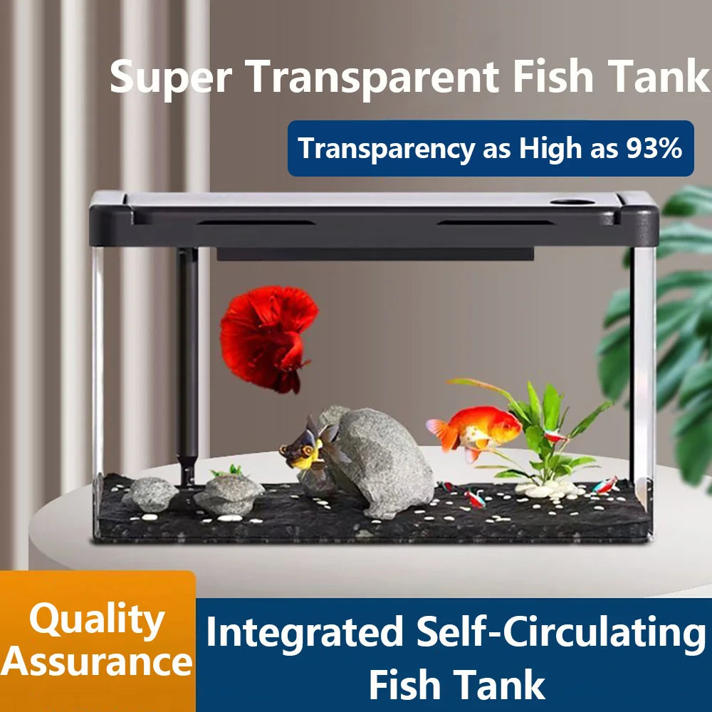 Transparent Ecological Aquarium 4K HD Multifunctional Fish Tank Oxygenate Loop Filter Landscape Decoration Fish Tank Pet Box