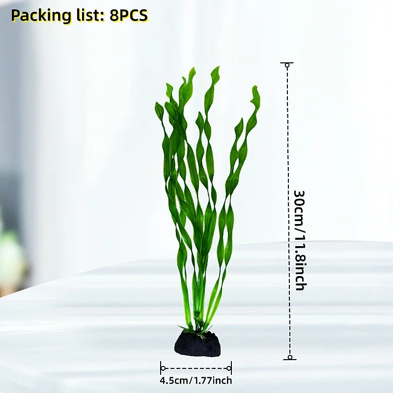 8pcs Vibrant Artificial Plants - Durable PE Aquascaping Set for Fish Tank Decor,  Aquatic Plants, Aquarium Decor