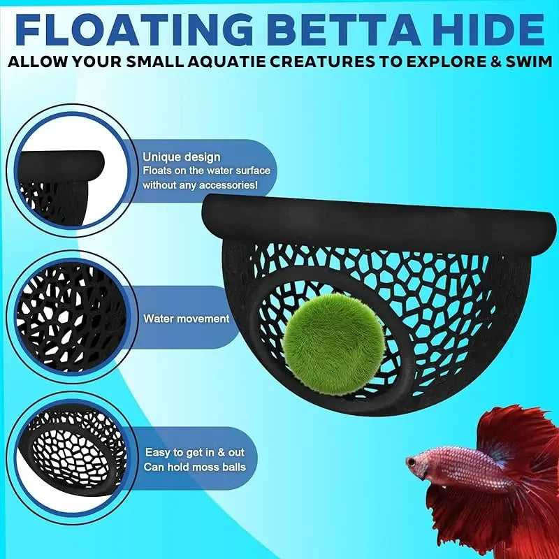 3-in-1 Aquarium Floating Cave – Fish & Shrimp Hideout & Feeding Ring