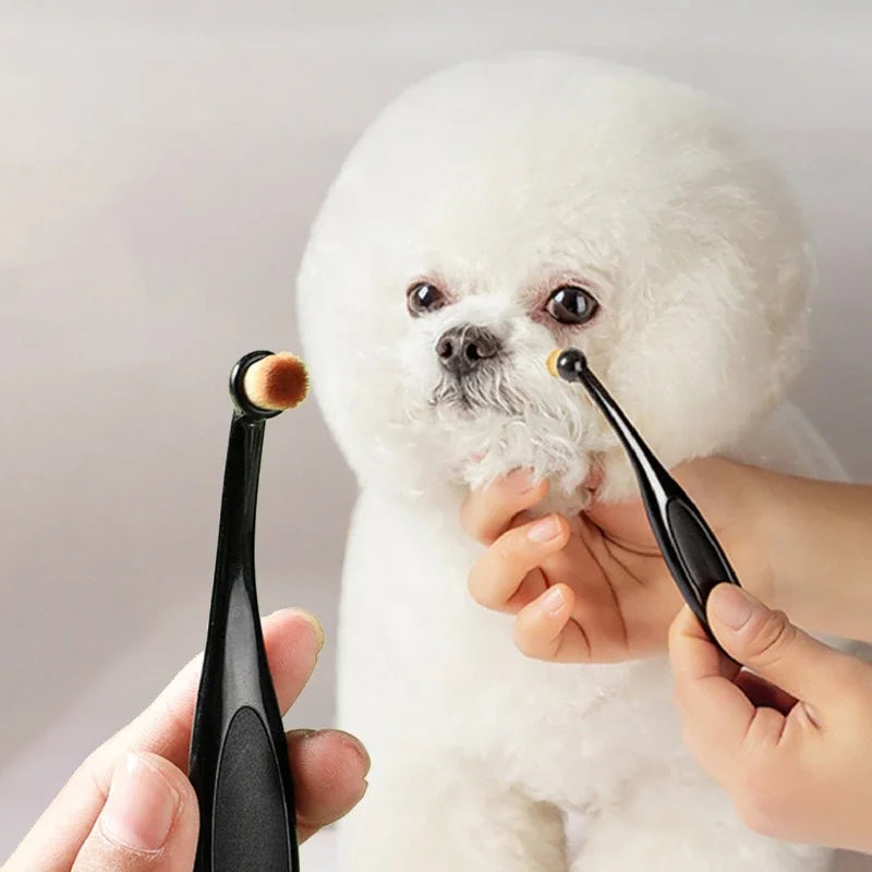 Dog & Cat Tear Stain Remover Brush – Soft Bristle Eye Cleaner with Powder Applicator