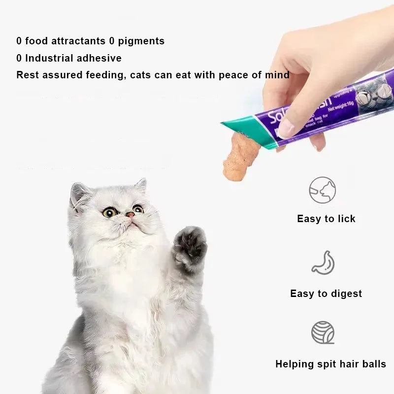 Mixed Flavor Cat Snacks – 30 Liquid Strips with Abalone, Beef, Cod & Salmon