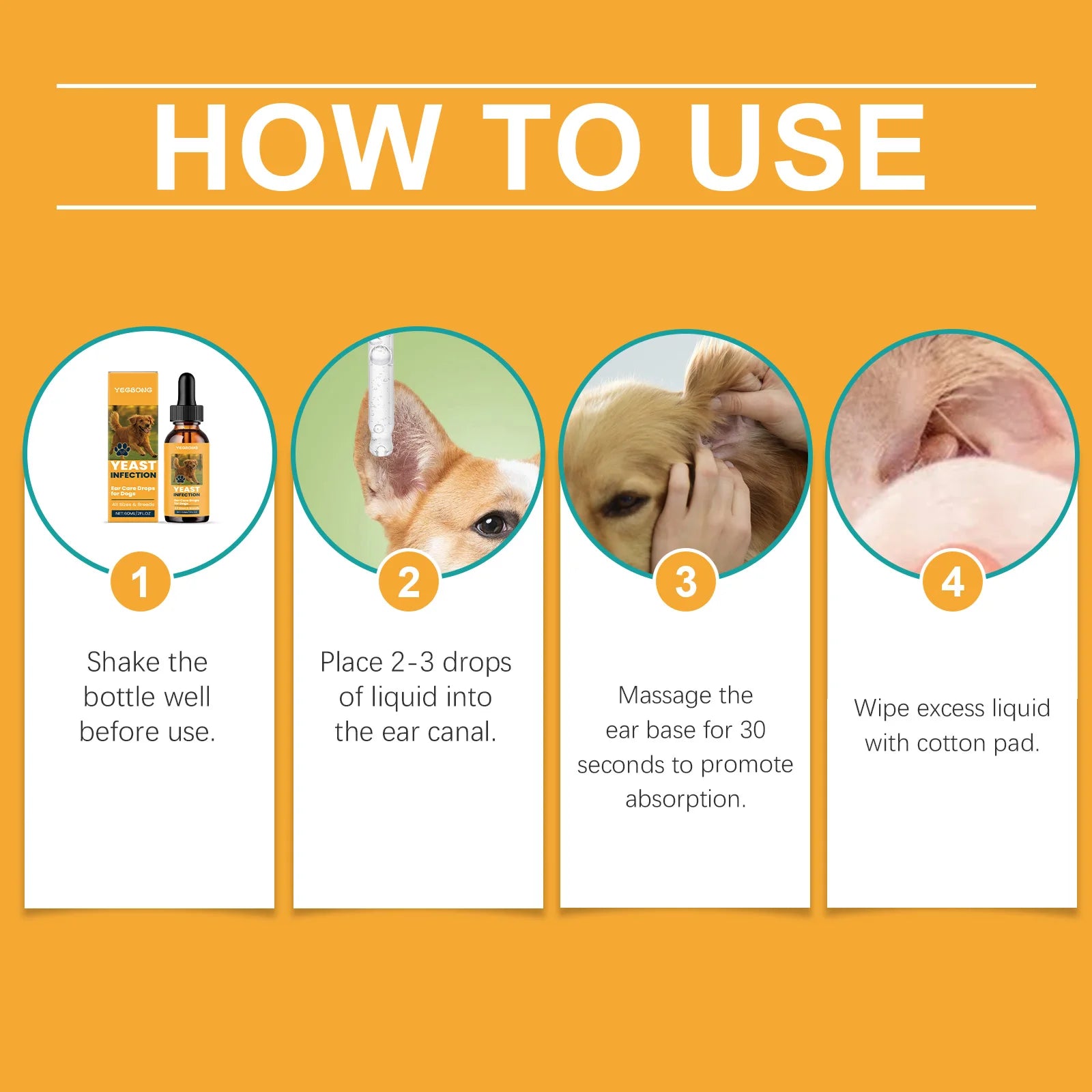 Dog Ear Care Drops – 60ml Anti-Itch & Odor Ear Cleaner