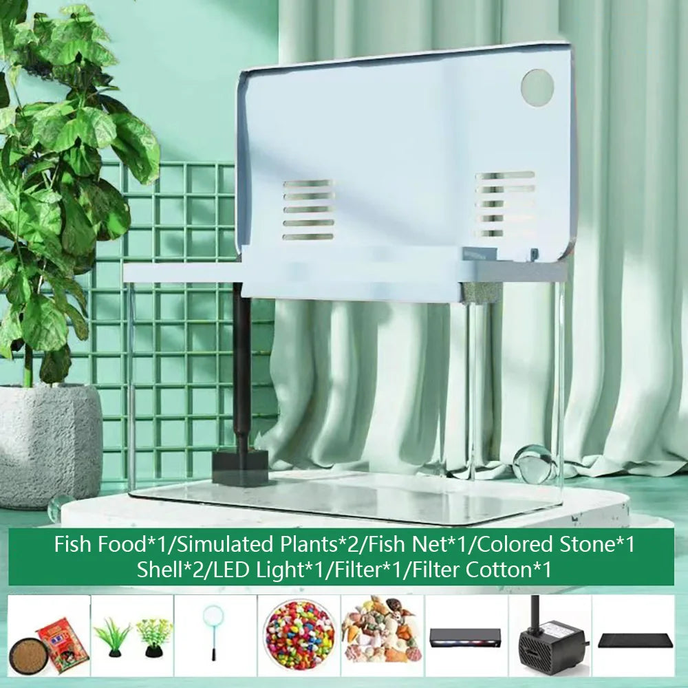 Transparent Ecological Aquarium 4K HD Multifunctional Fish Tank Oxygenate Loop Filter Landscape Decoration Fish Tank Pet Box