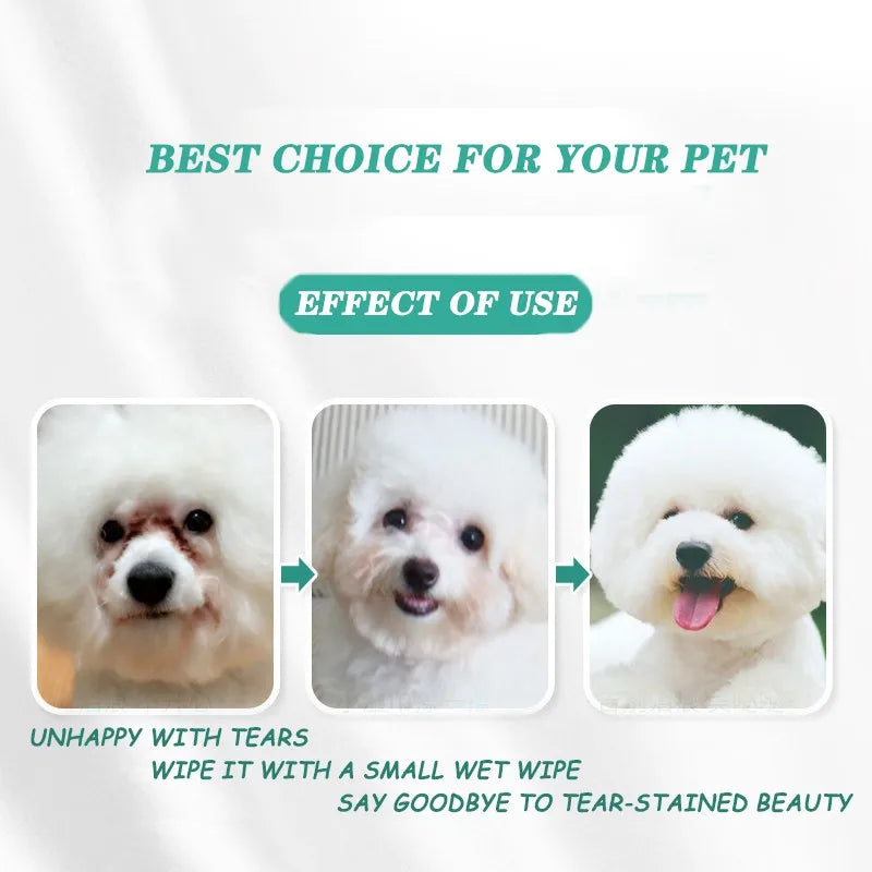 Pet Eye Wipes for Cats & Dogs – 130 Wet Wipes, Tear Stain Remover