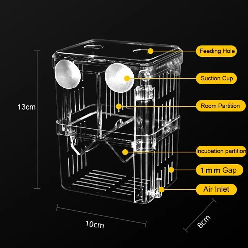 Acrylic Fish Breeder Box – Double Chamber Guppy Hatchery