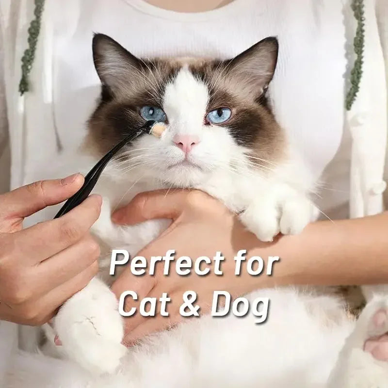 Dog & Cat Tear Stain Remover Brush – Soft Bristle Eye Cleaner with Powder Applicator