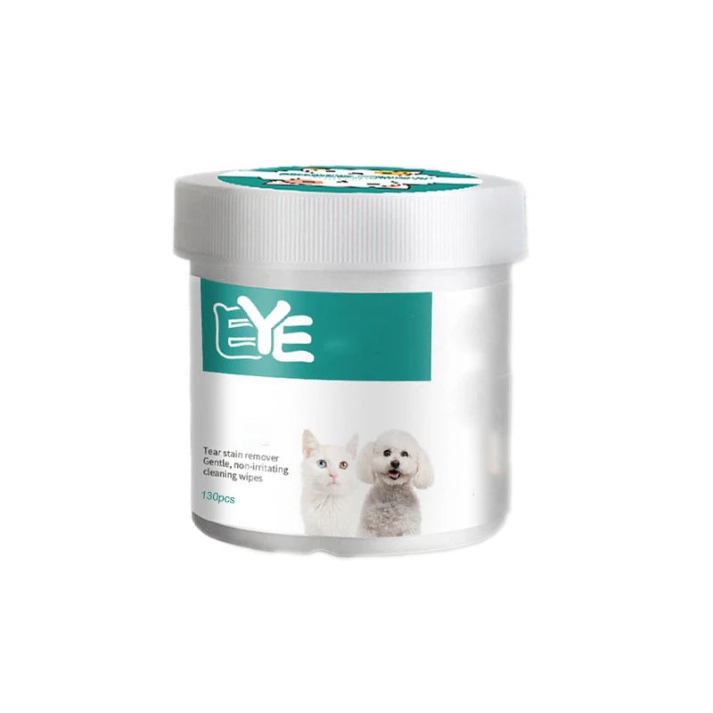 Pet Eye Wipes for Cats & Dogs – 130 Wet Wipes, Tear Stain Remover