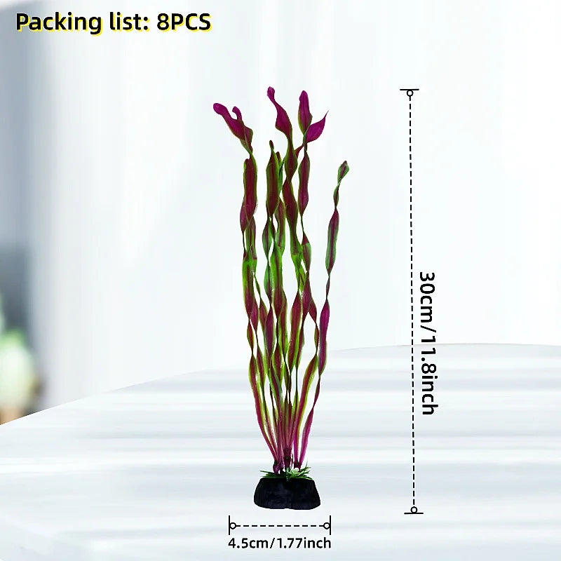 8pcs Vibrant Artificial Plants - Durable PE Aquascaping Set for Fish Tank Decor,  Aquatic Plants, Aquarium Decor