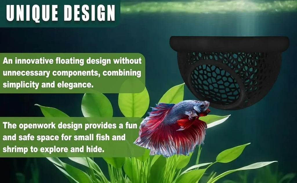 3-in-1 Aquarium Floating Cave – Fish & Shrimp Hideout & Feeding Ring