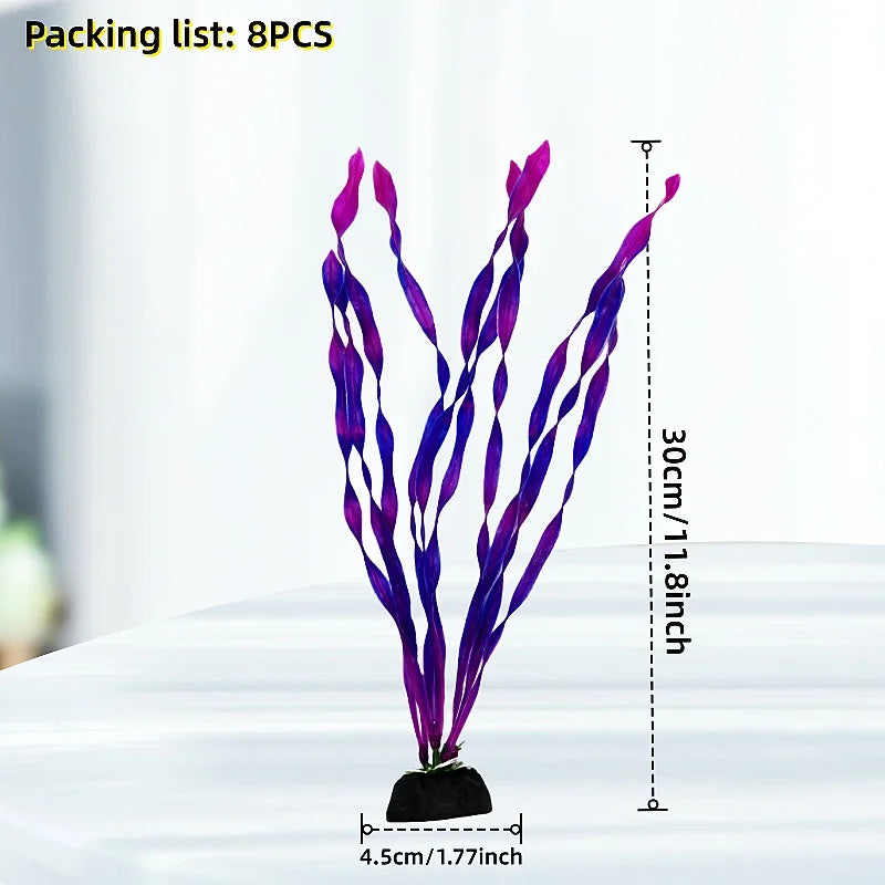 8pcs Vibrant Artificial Plants - Durable PE Aquascaping Set for Fish Tank Decor,  Aquatic Plants, Aquarium Decor