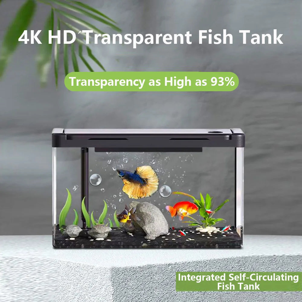 Transparent Ecological Aquarium 4K HD Multifunctional Fish Tank Oxygenate Loop Filter Landscape Decoration Fish Tank Pet Box