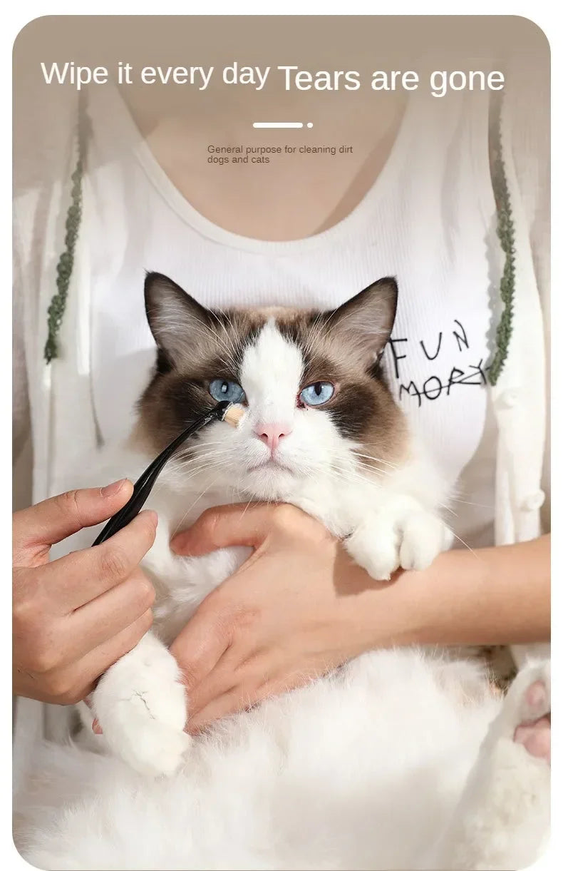 Dog & Cat Tear Stain Remover Brush – Soft Bristle Eye Cleaner with Powder Applicator