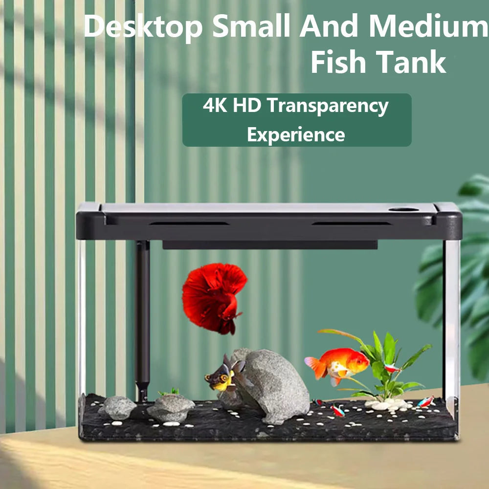 Transparent Ecological Aquarium 4K HD Multifunctional Fish Tank Oxygenate Loop Filter Landscape Decoration Fish Tank Pet Box