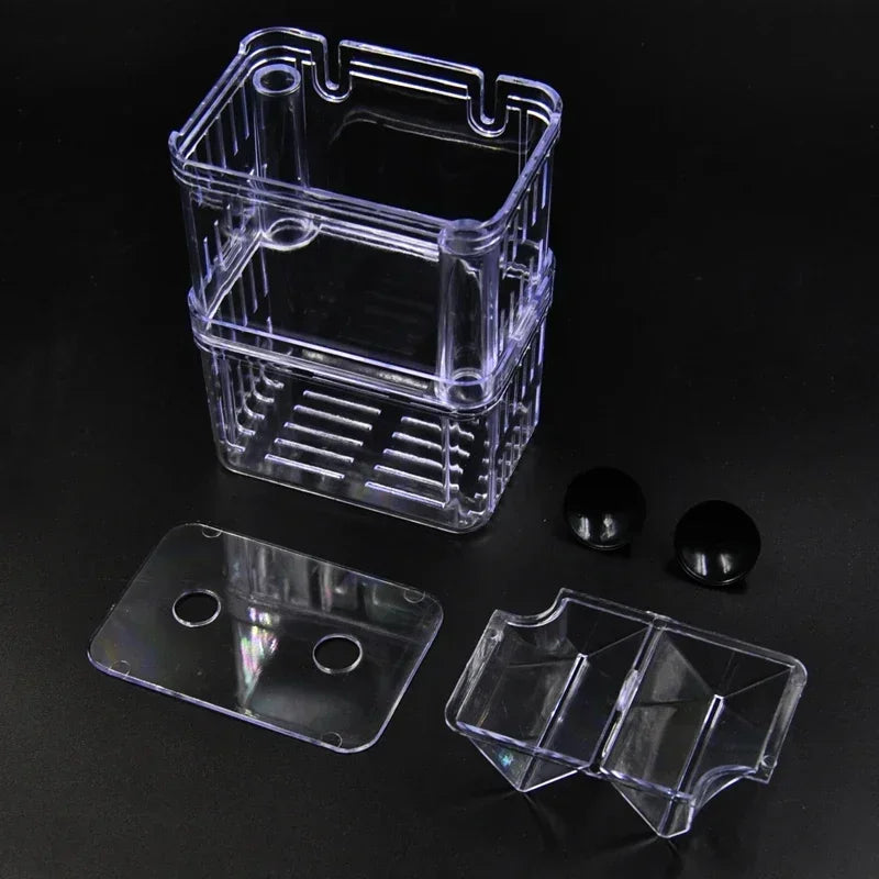 Acrylic Fish Breeder Box – Double Chamber Guppy Hatchery