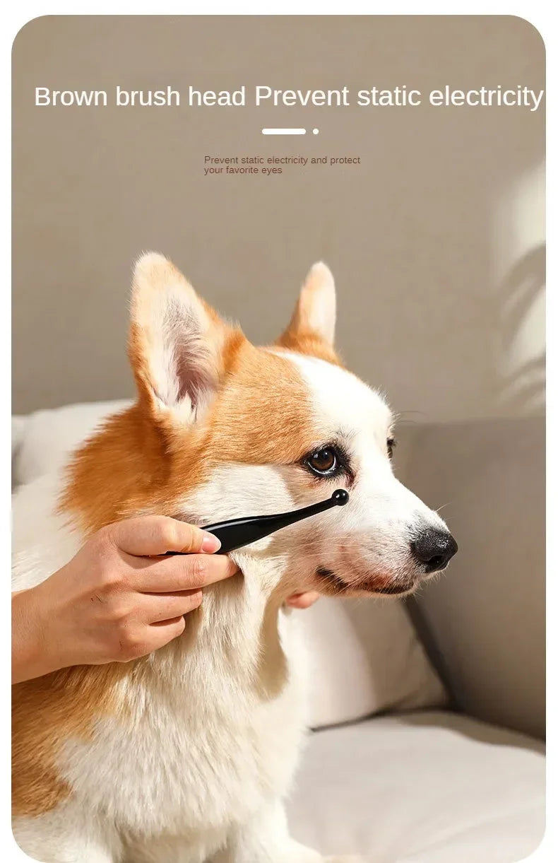 Dog & Cat Tear Stain Remover Brush – Soft Bristle Eye Cleaner with Powder Applicator
