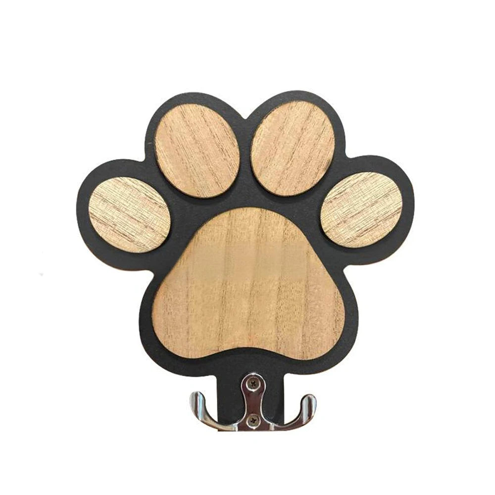 Wooden Dog Leash Holder with Paw Design