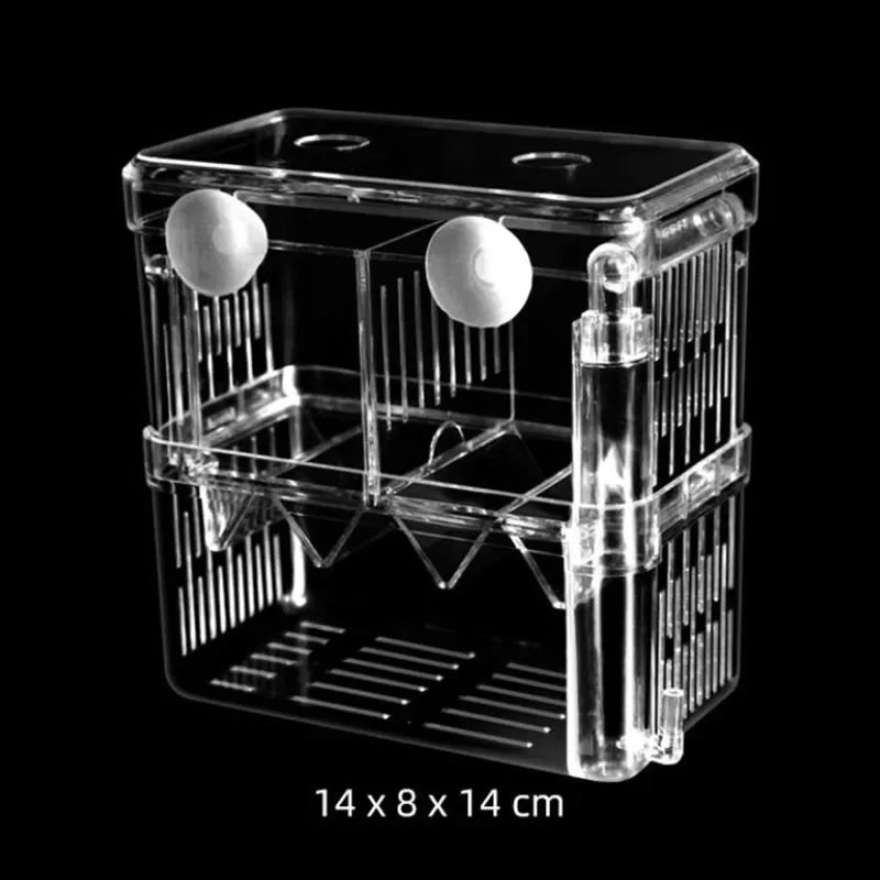 Acrylic Fish Breeder Box – Double Chamber Guppy Hatchery
