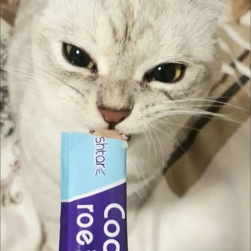 Mixed Flavor Cat Snacks – 30 Liquid Strips with Abalone, Beef, Cod & Salmon