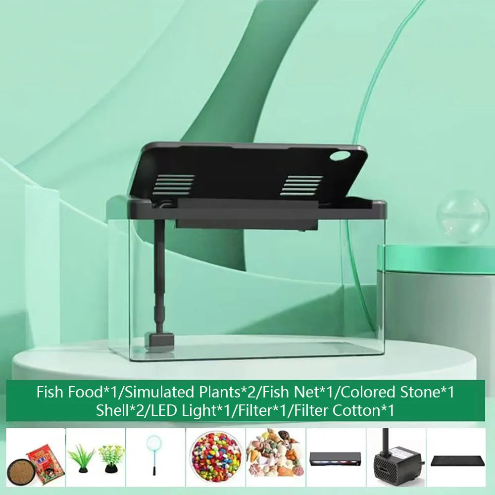 Transparent Ecological Aquarium 4K HD Multifunctional Fish Tank Oxygenate Loop Filter Landscape Decoration Fish Tank Pet Box
