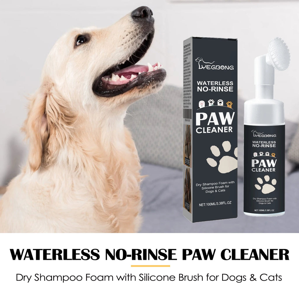 100ml Pet Paw Cleaner Foam – Rinse-Free Dog & Cat Cleanser with Brush