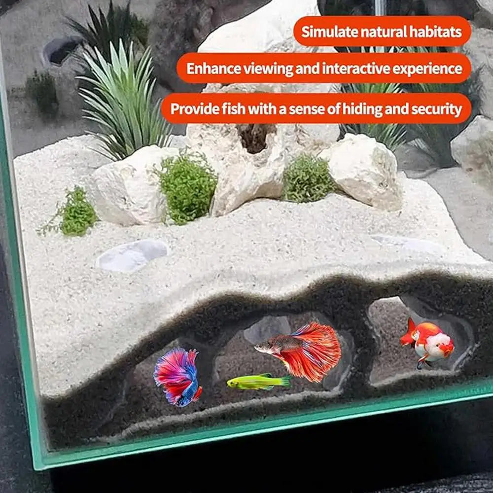 Fish Tank Hideouts Aquarium Underground Tunnel Cave Breeding Shelter Landscape Decoration for Betta Cory Small Cichlid Guppy