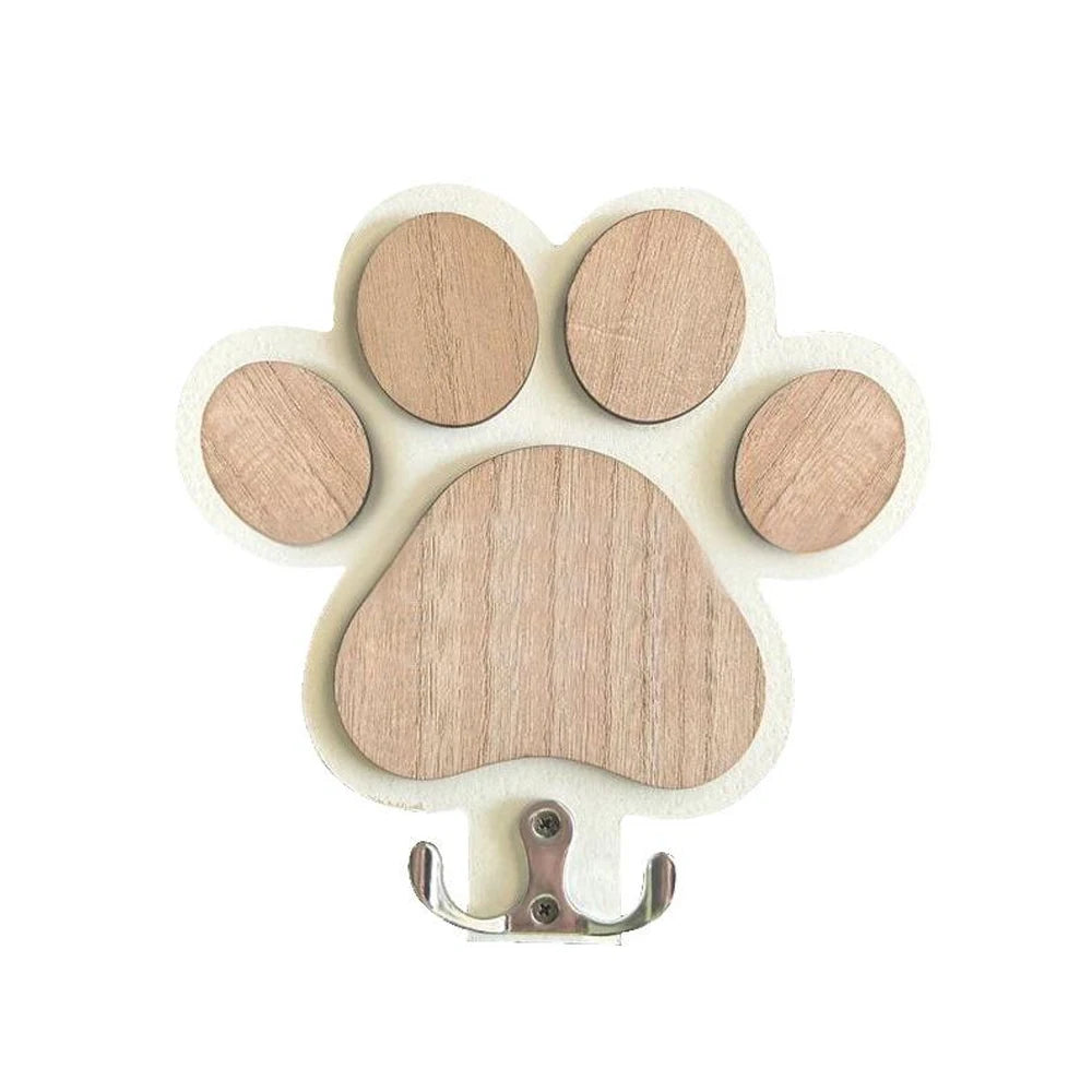 Wooden Dog Leash Holder with Paw Design