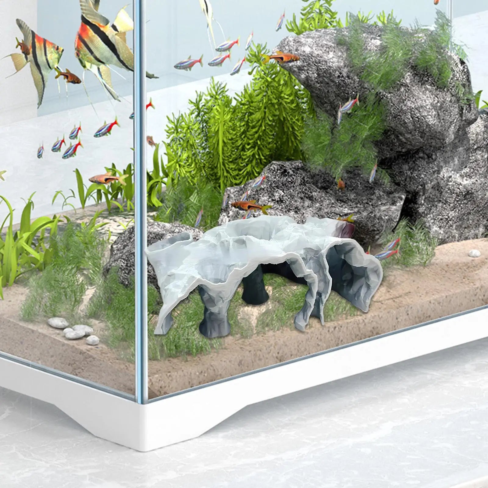 Fish Tank Hideouts Aquarium Underground Tunnel Cave Breeding Shelter Landscape Decoration for Betta Cory Small Cichlid Guppy