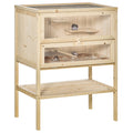 PawHut Wooden Hamster Cage with Ramp & Storage Shelf for Dwarf Hamsters & Small Pets – Natural