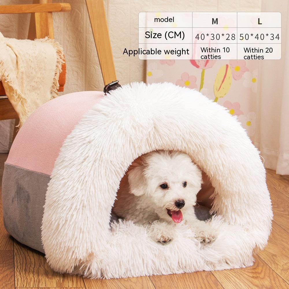 Portable Pet Nest – Warm Dog & Cat Bed for Autumn & Winter