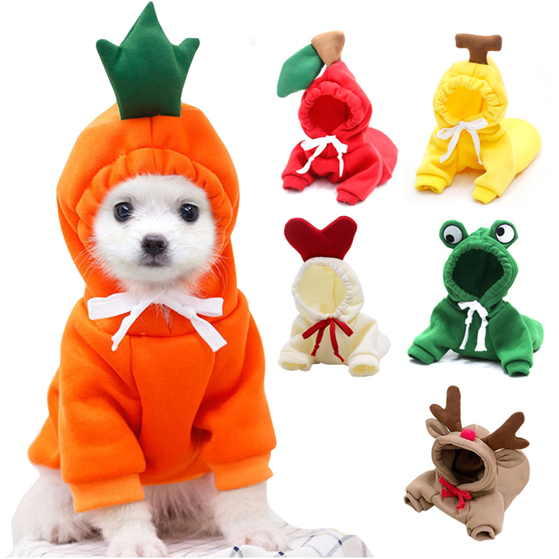 Cute Fruit Hoodie – Warm Winter Clothes for Small Dogs