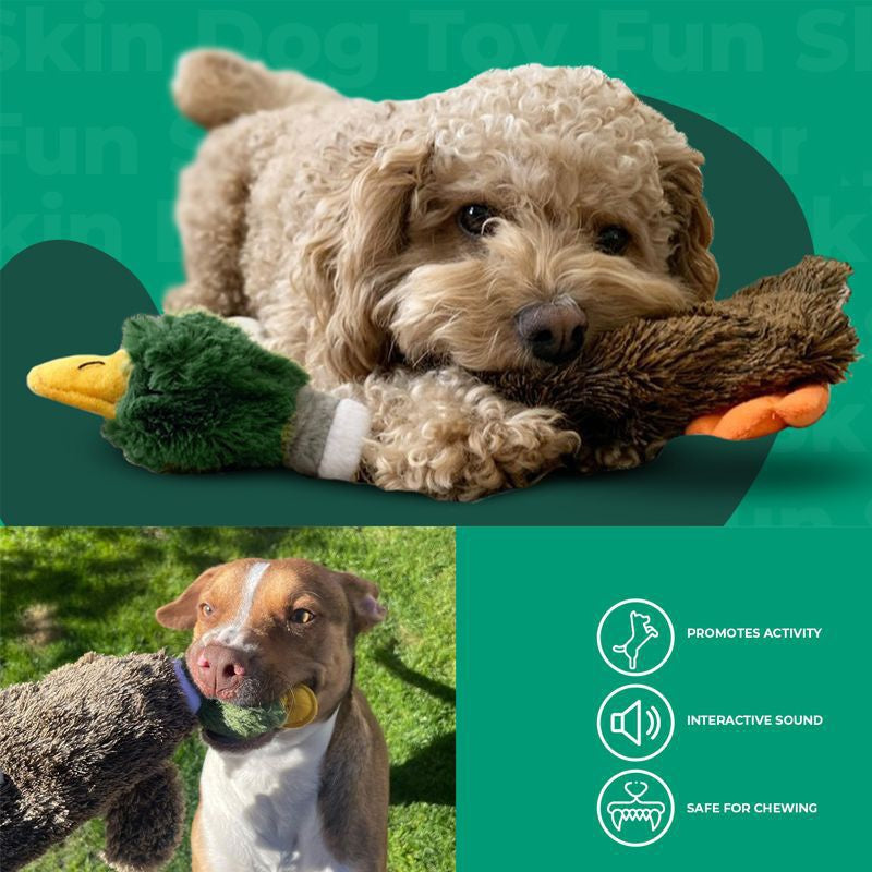 2-in-1 Stuffless Squeaky Dog Toy – Soft Durable Plush for All Dogs
